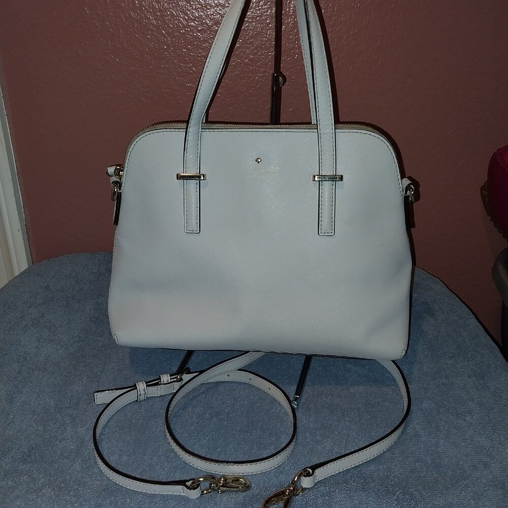 KATE SPADE 2WAY LIGHT GREY LEATHER CROSSBODY/ HAND BAG - Picture 6 of 15